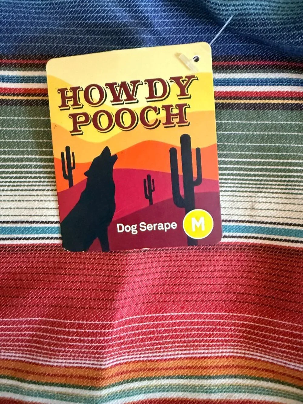 Howdy Pooch Dog Serape Size Medium Aztec Western Tassels Desert Stripes